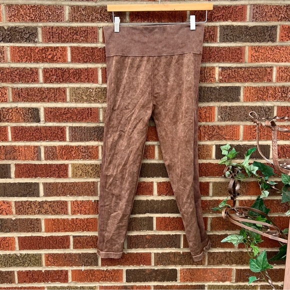 No Boundaries Pants - No Boundaries Brown Washed Faded High Waisted Leggings